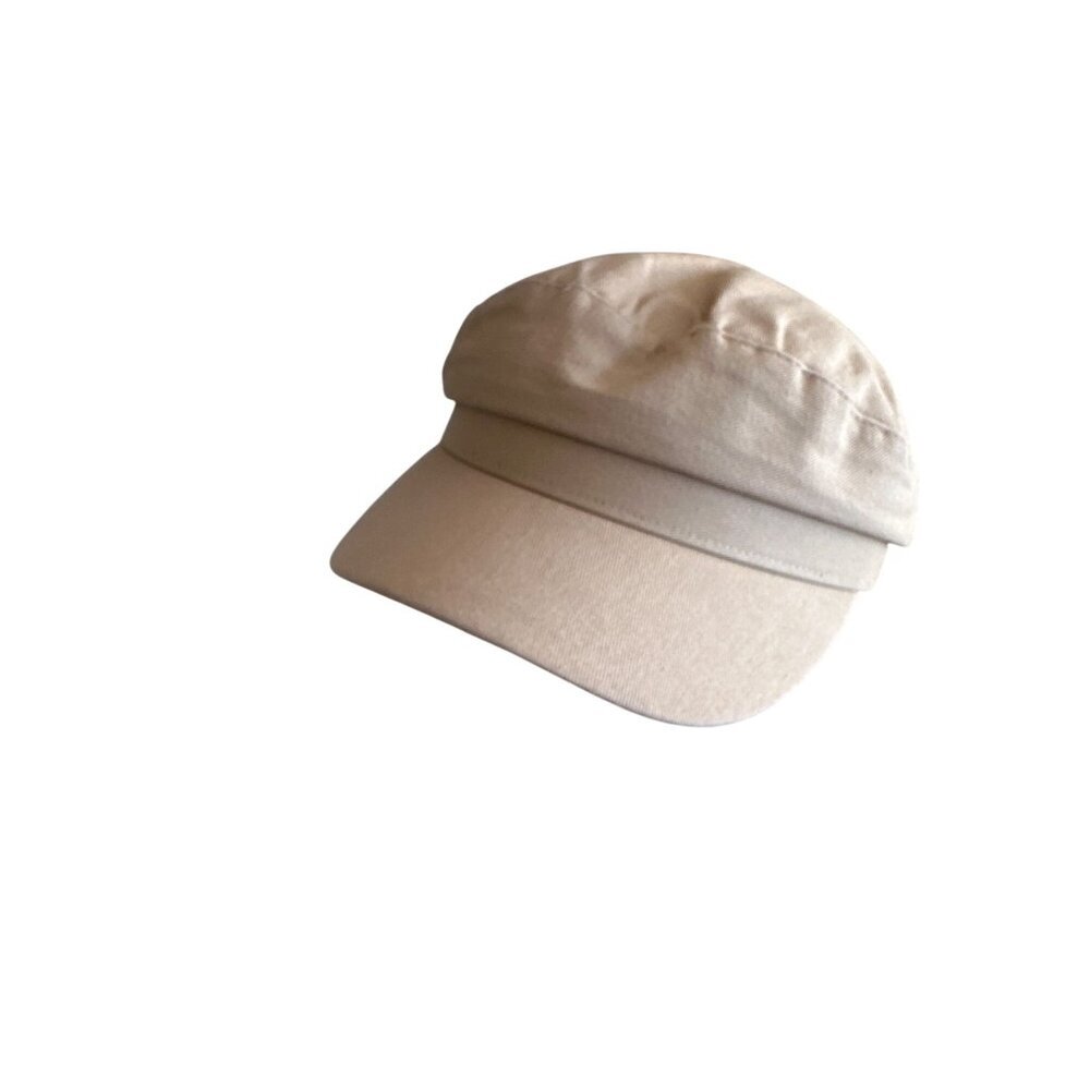 Tan Polyester Newsboy‎ Cap With Black Lining & Short Brim For Adults